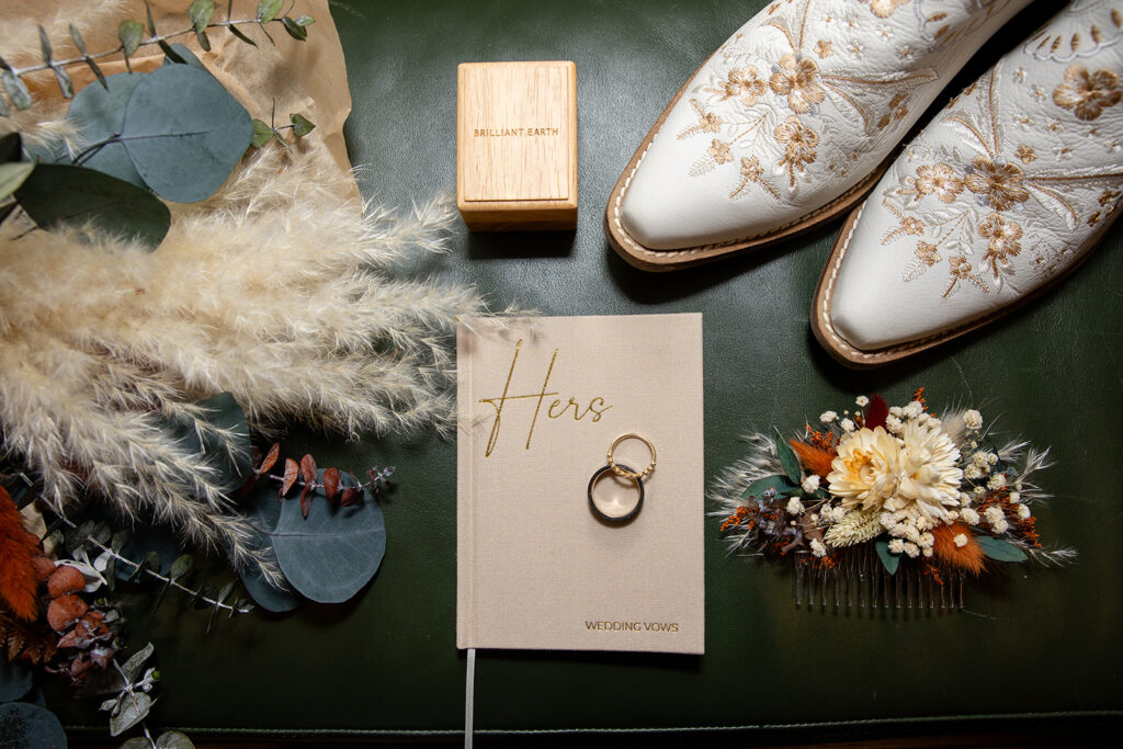 boho western wedding detail flatlay