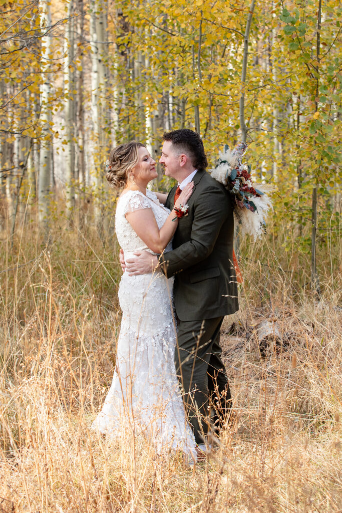 south lake tahoe elopement in a meadow surrounded by forest views